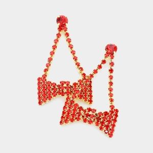 💥Red Rhinestone Bow Earrings